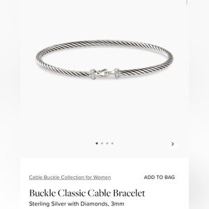 David Yurman. Buckle Classic Cable Bracelet Sterling Silver with Diamonds, 3mm